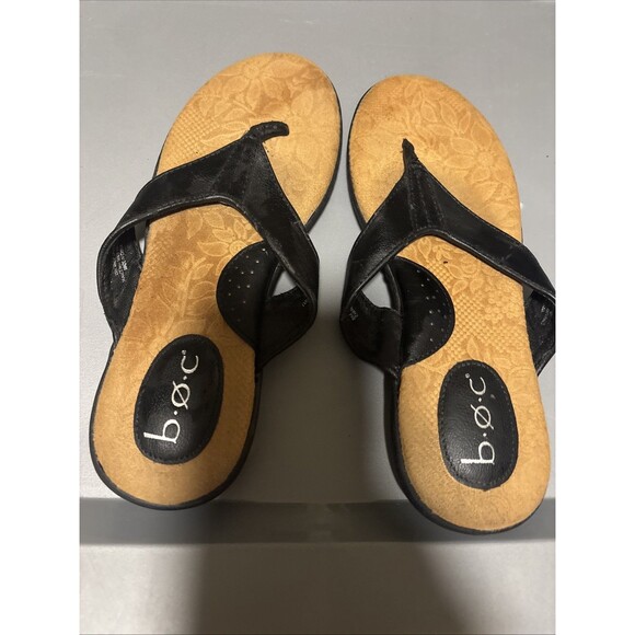 BORN B.O.C CADORE BLACK SANDALS WOMENS 8 M THONG SLIDES - Picture 1 of 5